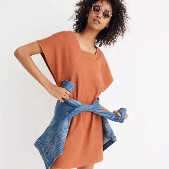 Madewell Dresses & Skirts - Madewell Texture & Thread Square Neck Ribbed‎ Orange Dress S